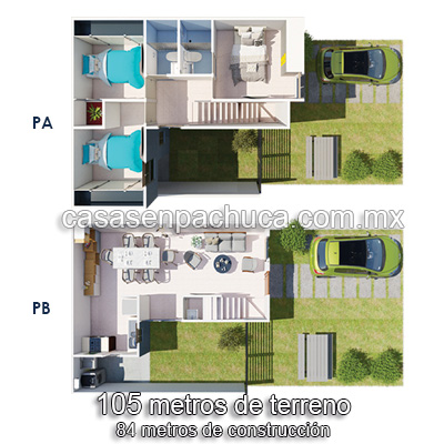 plano de casas en venta de interés social económicas 3 recámaras en pachuca cerca de la ciudad de méxico